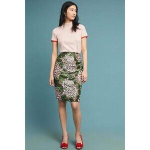Anthropologie Bronx and Banco Cherry Blossom Pencil Skirt M NWT lace
